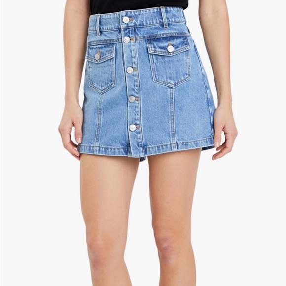 Grey Lab High Waisted Denim‎ Button Front Skort Size S - Picture 1 of 7